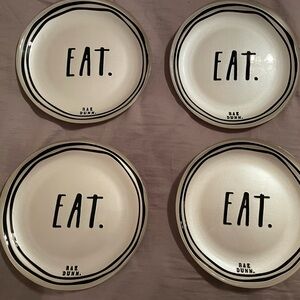 Rae Dunn Plate, EAT. Glass Collection, 8 Inch, Silver, Rare